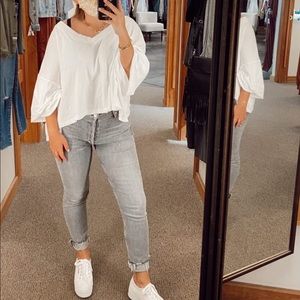 Nico High Rise Grey Slim Leg Cropped Jeans